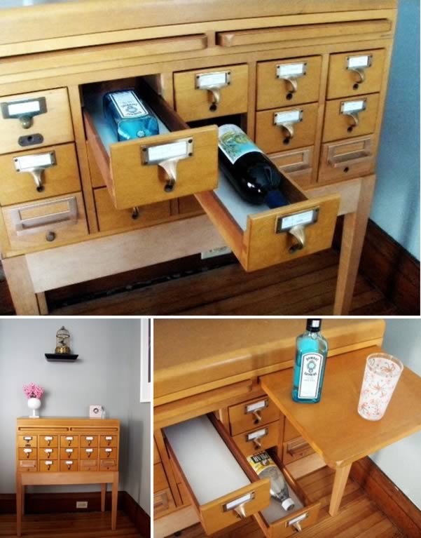 Бар из библиотечного секретера