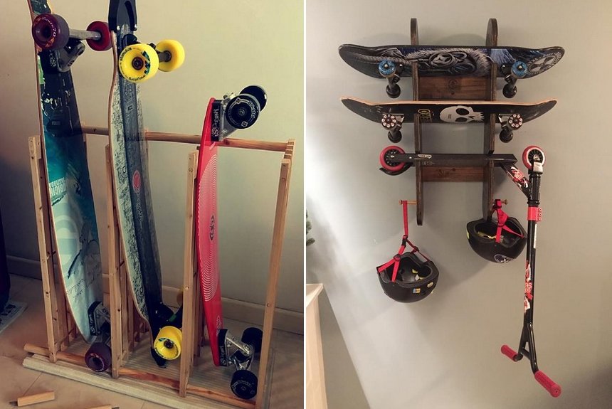 Стойка и полка для скейтов