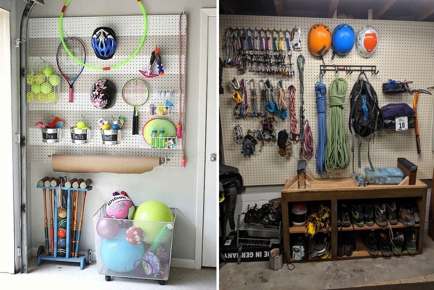 Стена для хранения детских или спортивных принадлежностей