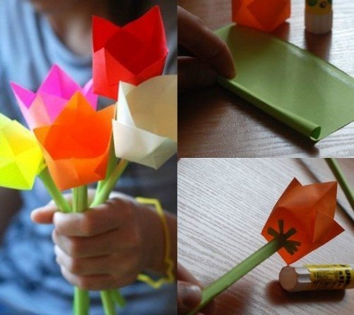тюльпаны из бумаги своими руками