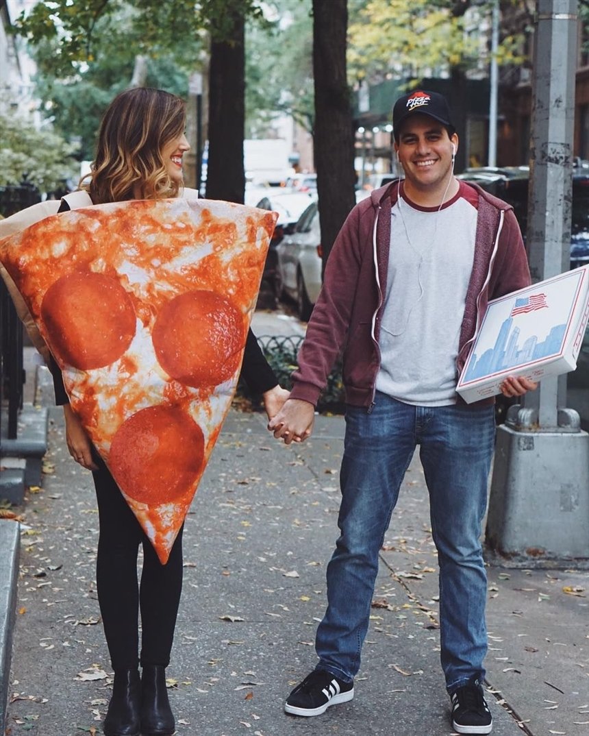 Ломтик пиццы и доставщик еды Ломтик пиццы и доставщик еды