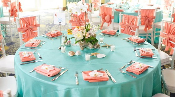 бледно голубой и коралловый