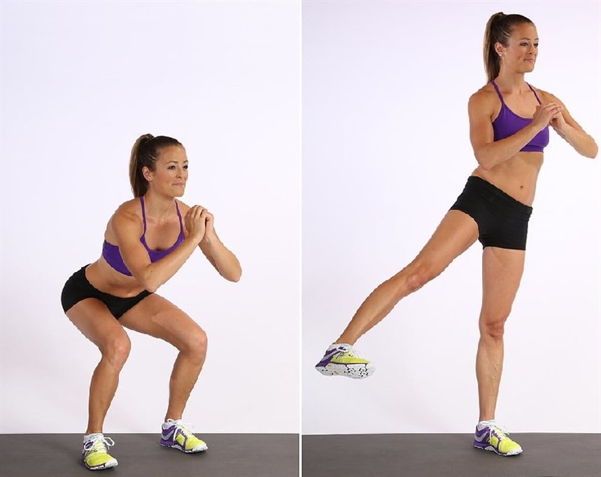 Приседы с отведением ноги в сторону