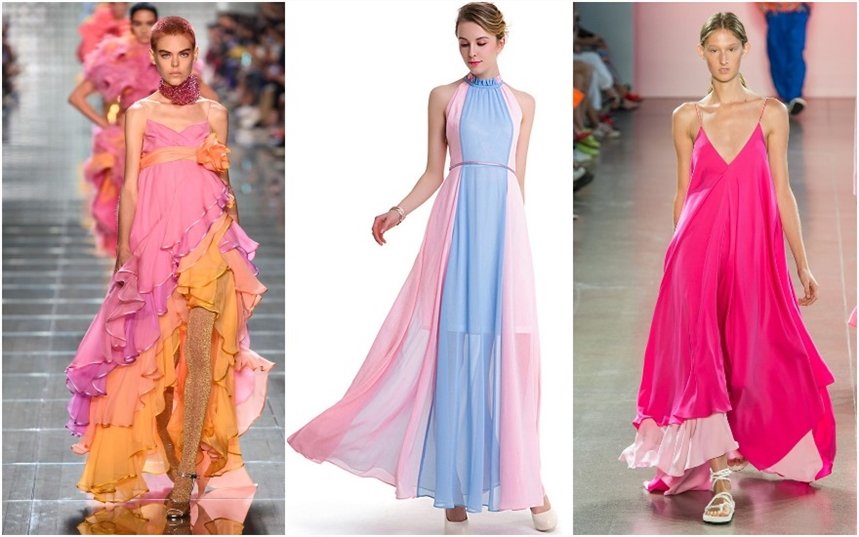 Двухтонные макси-платья Двухтонные макси-платья