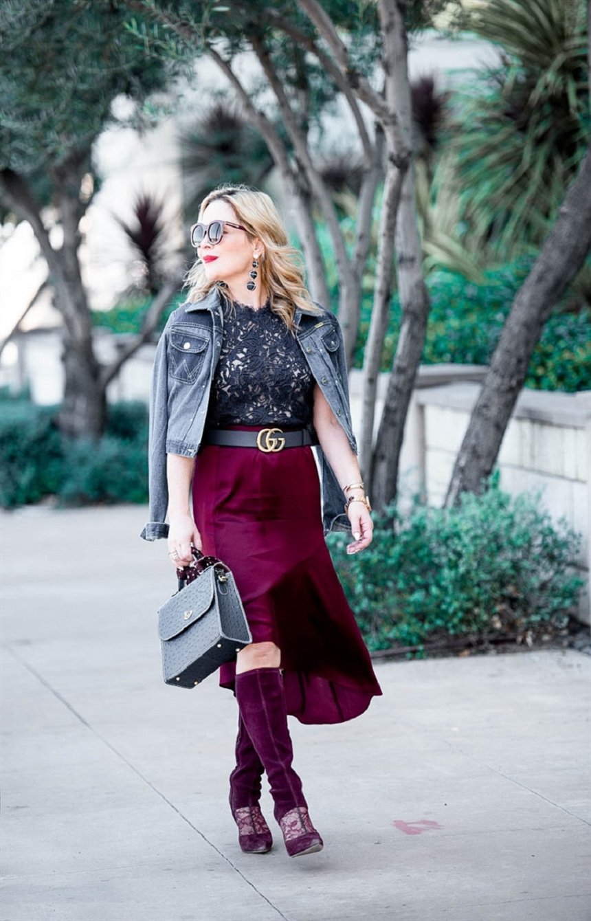 Бордовая юбка