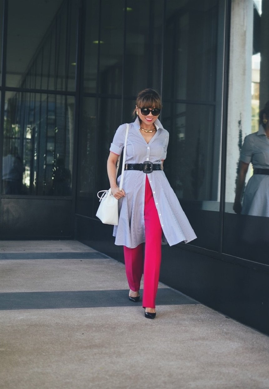 Платье-халат с брюками