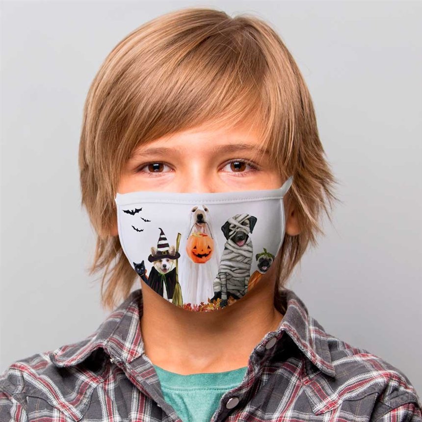 Противовирусная маска на Хэллоуин с собаками Противовирусная маска на Хэллоуин с собаками