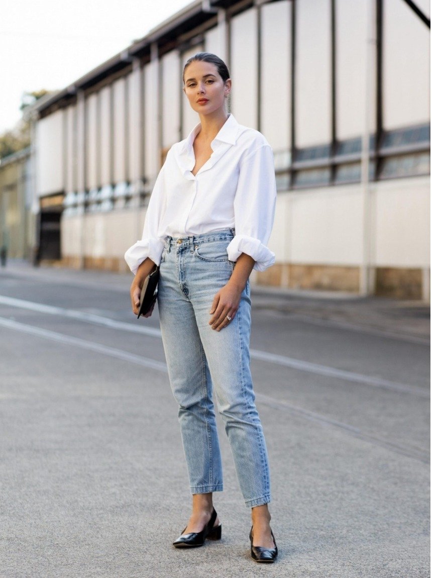 Модный женский образ с рубашкой