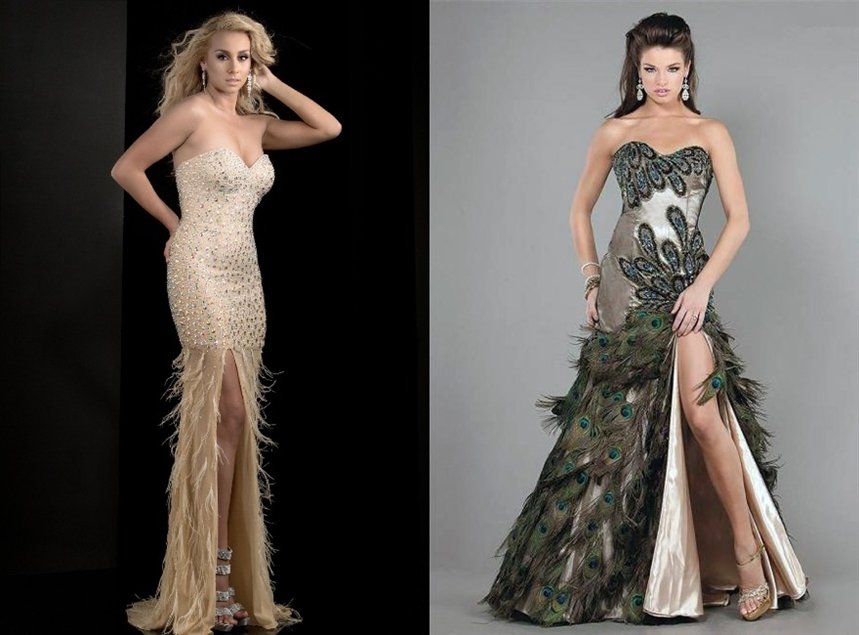 Платья с перьями