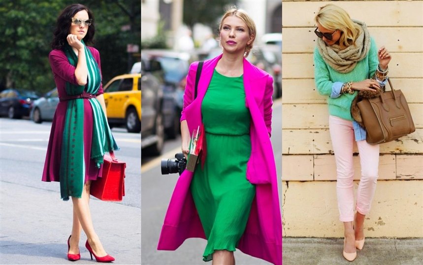 Красное и розовое с зеленым в одежде