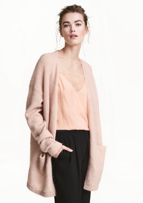 розовый удлиненный кардиган