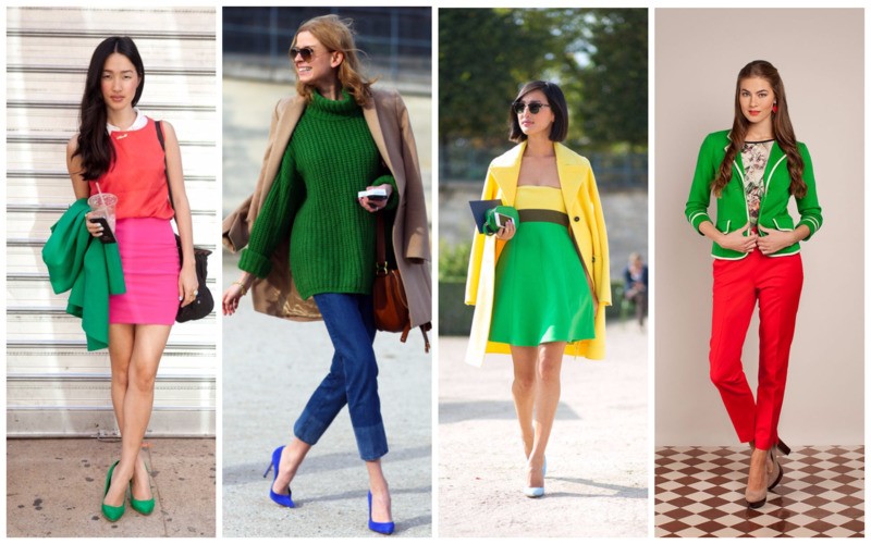 Сочетание красного и зеленого одежда