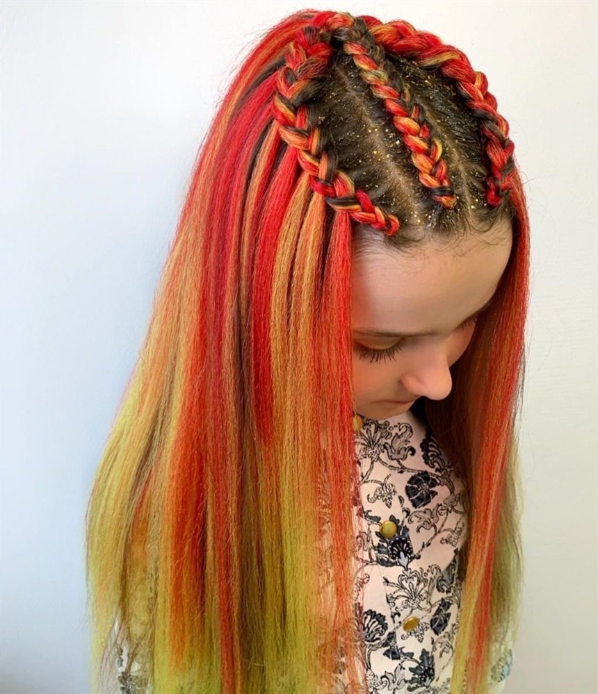 Прическа водопад из канекалона 