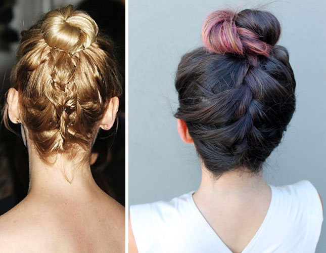 высокий пучок из косы высокий пучок из косы