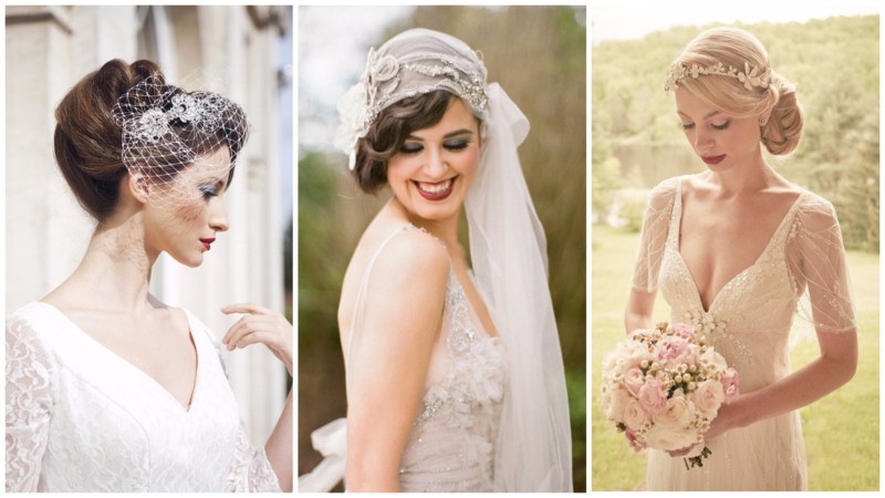Винтажные прически на свадьбу