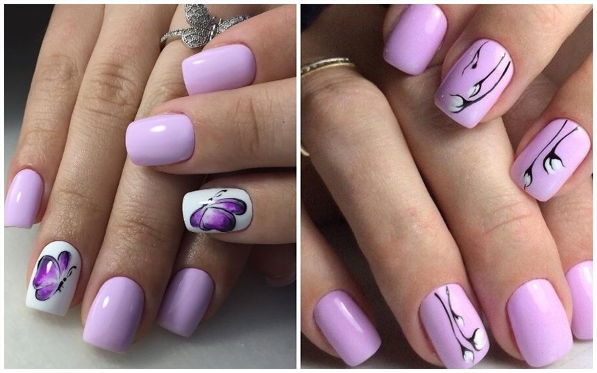 Лавандовый и сиреневый маникюр