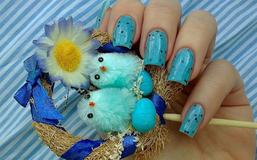 Пасхальный маникюр яйца птиц