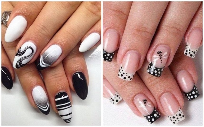 Черно-белый маникюр