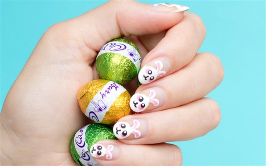 Пасхальный маникюр френч с зайцами Пасхальный маникюр френч с зайцами