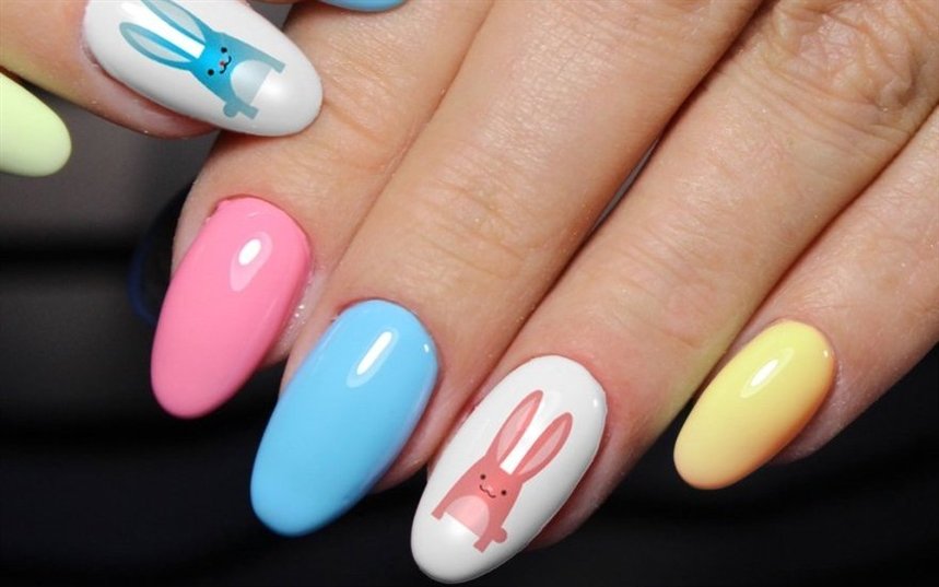 Пасхальный маникюр зайцы Пасхальный маникюр зайцы