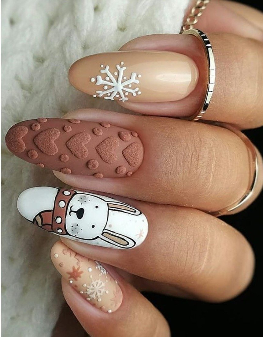 Милые новогодние ногти