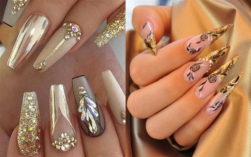 Маникюр золотистого цвета