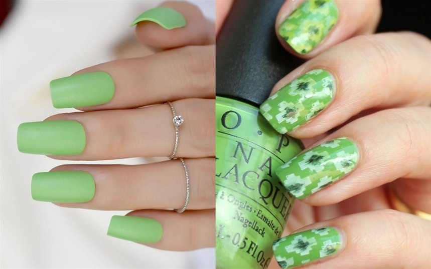 Маникюр цвета гуакамоле