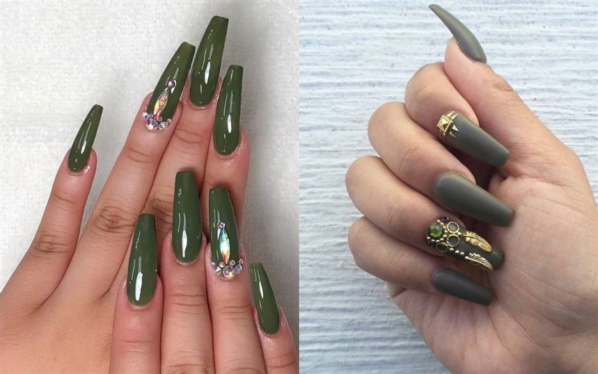 Маникюр оливкового цвета