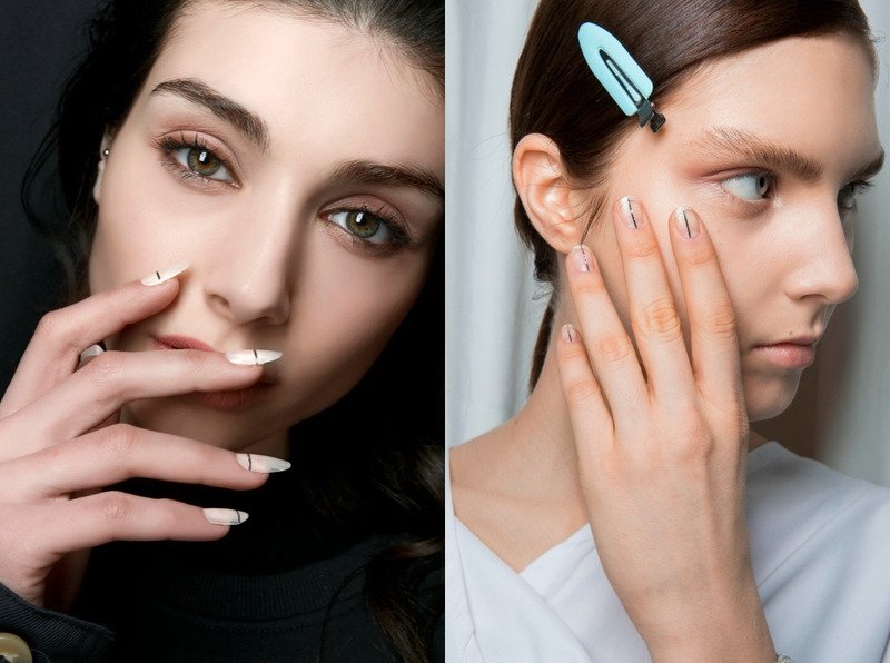 Маникюр с полосами тренд осени