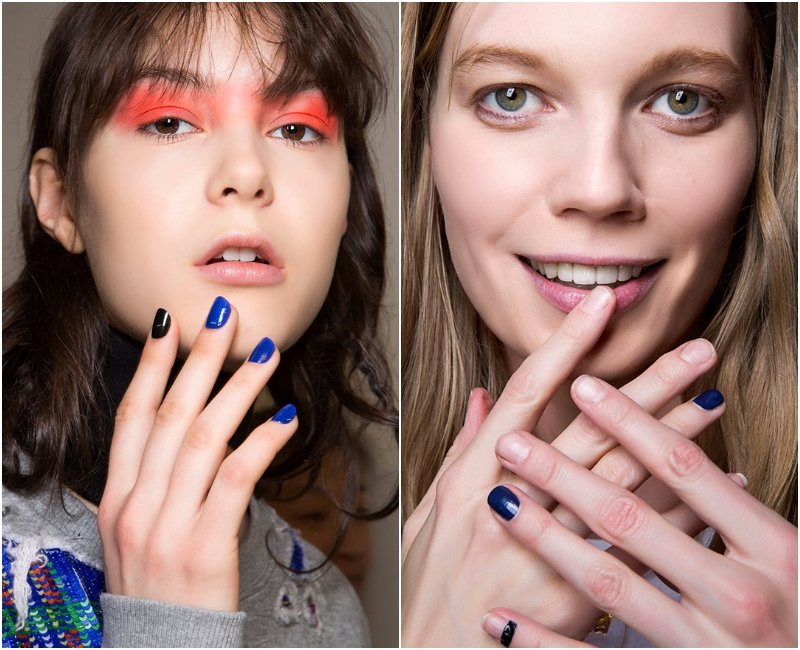 Синий маникюр тренд осени