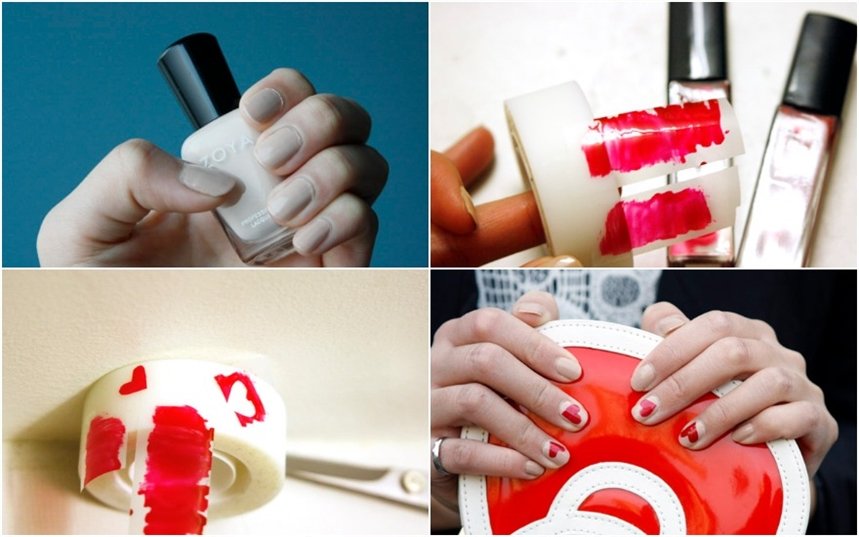 Сердечко на ногти из скотча