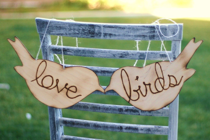 Клетки с цветами на свадьбе и love birds