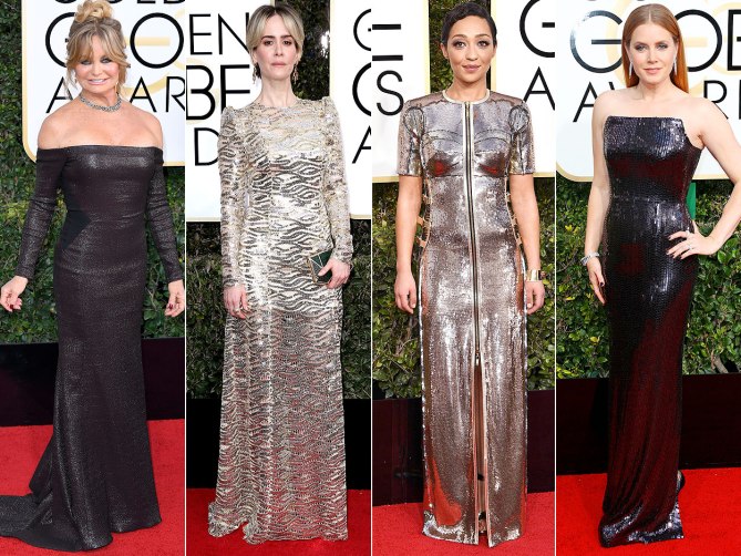 красивые платья металлик золотой глобус 2017