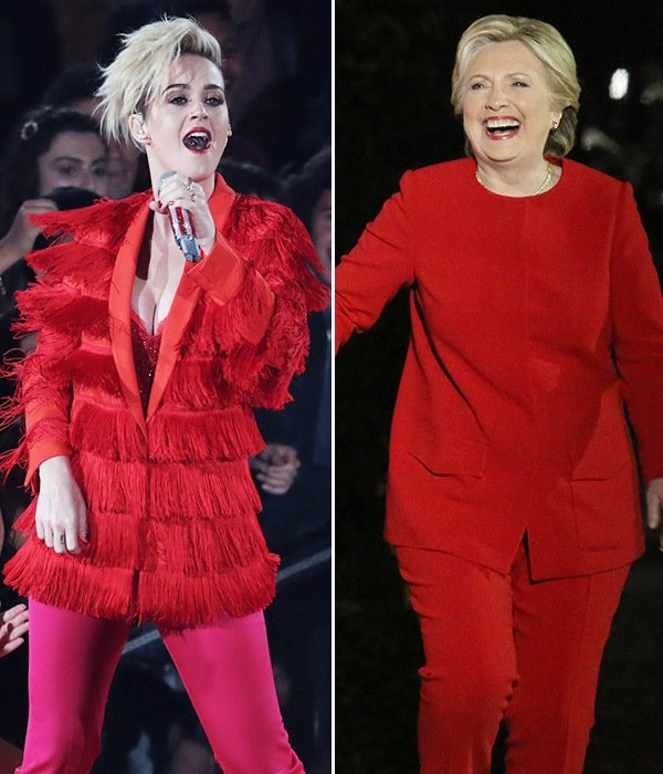 кэти перри хиллари клинтон в красном
